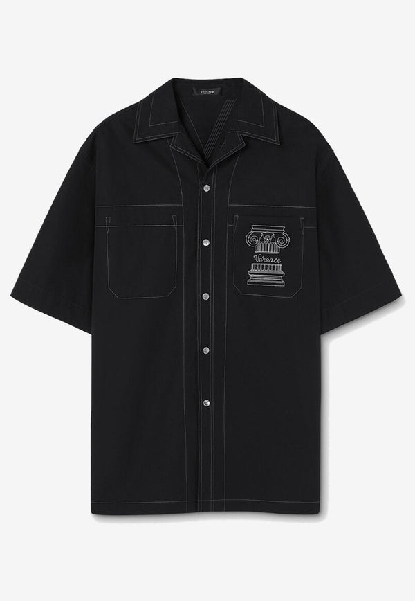 Versace La Colonna Embroidered Shirt Black 1009922 1A07136 1B000