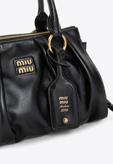 Logo-Plaque Leather Top Handle Bag