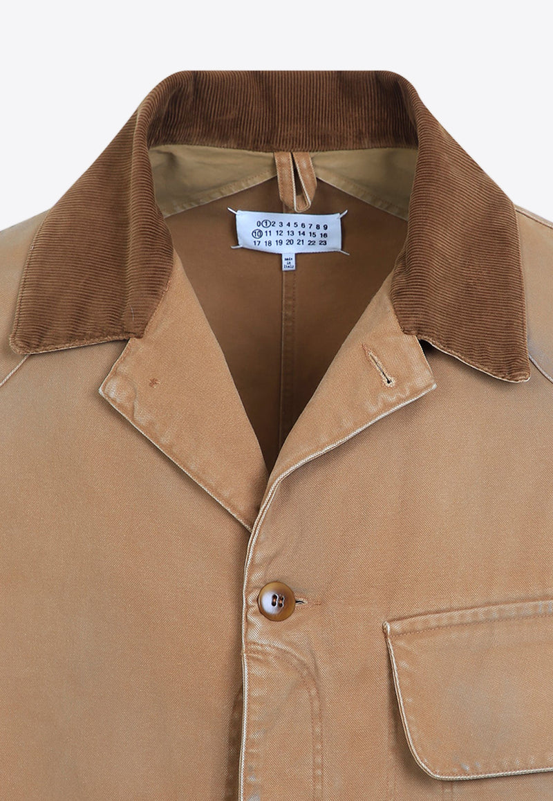 Contrasting-Collar Jacket