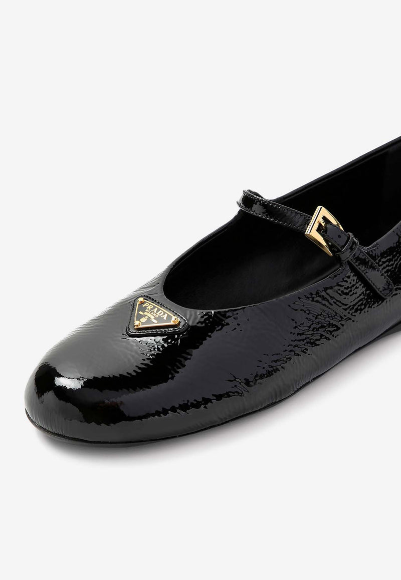 Logo Leather Ballet Flats