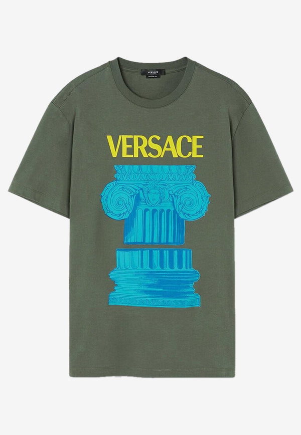 Versace La Colonna Print T-shirt Green 1010229 1A07449 1GH80