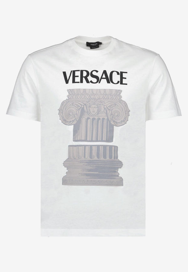 Versace La Colonna Print T-shirt White 1010229 1A07449 1W000