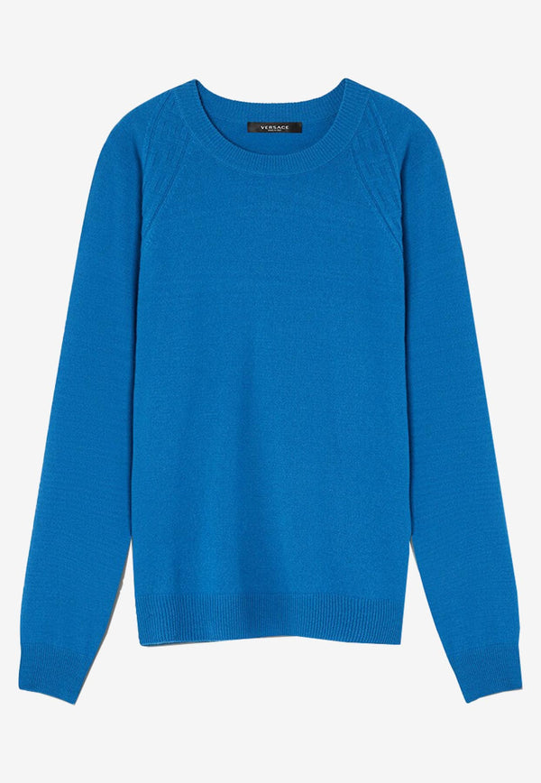 Versace Greca Cashmere Knit Sweater Blue 1010537 1A07617 1UF90