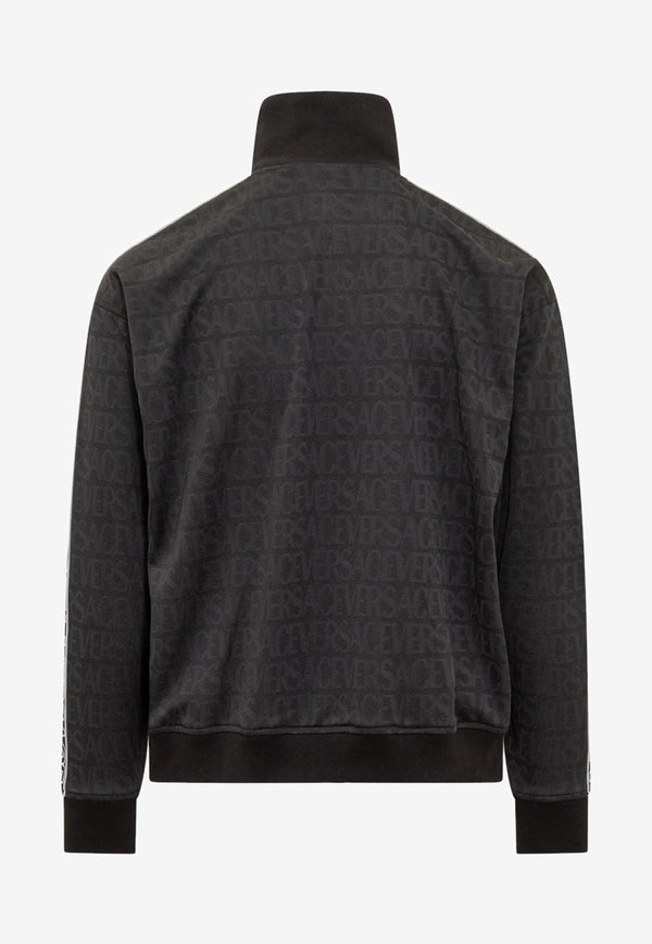 Versace All-over Logo Jacquard Zip-Up Sweatshirt Black 1010685 1A07748 1B000