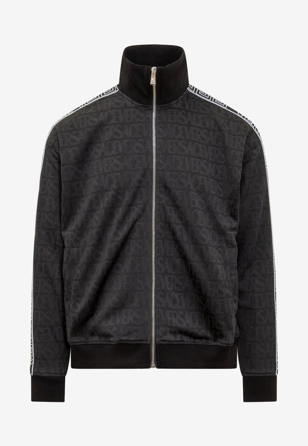 Versace All-over Logo Jacquard Zip-Up Sweatshirt Black 1010685 1A07748 1B000