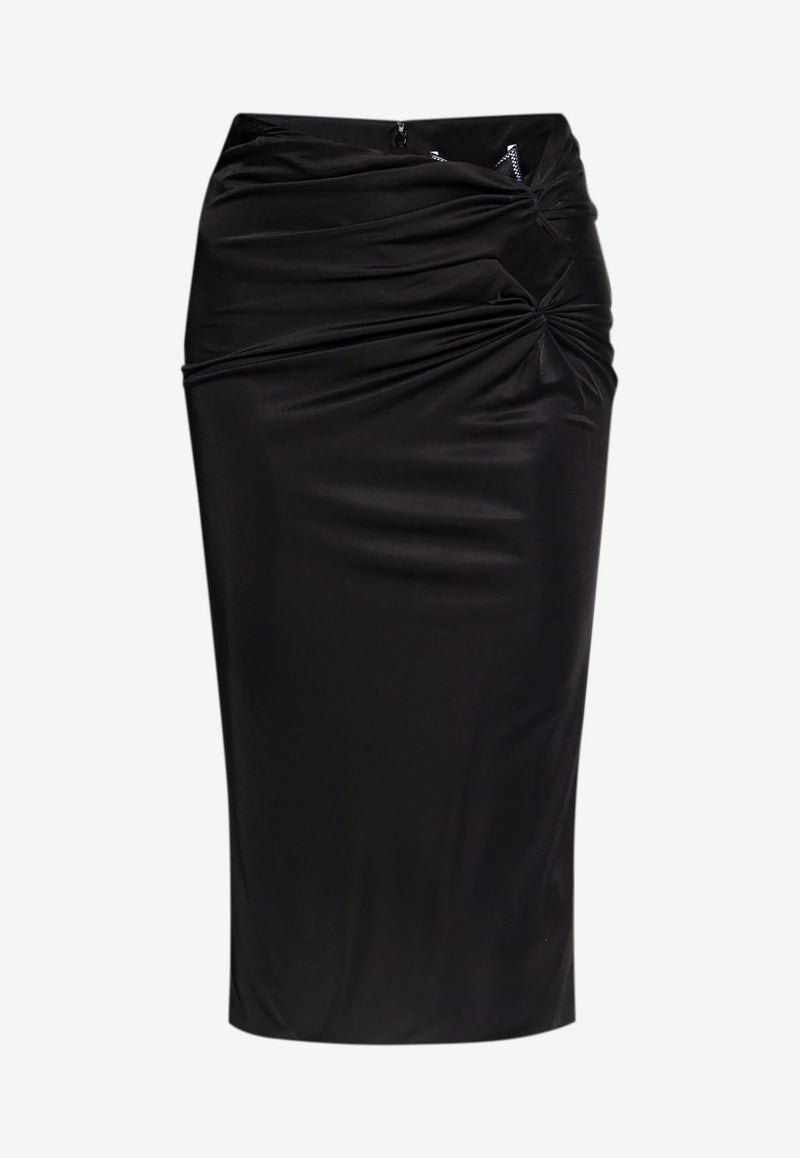 Versace Cut-Out Knot Detail Midi Skirt Black 1010927 1A00572 1B000