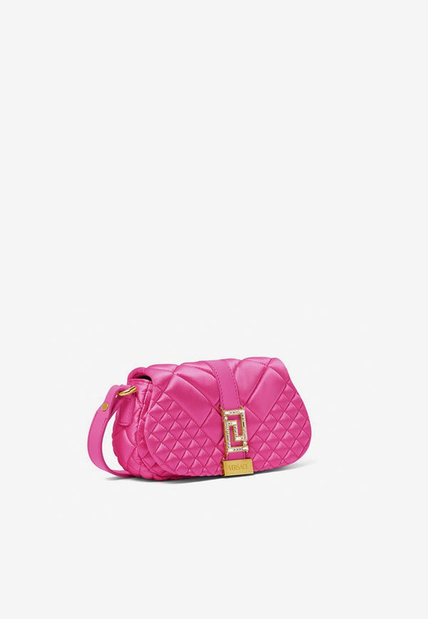 Versace Mini Greca Goddess Quilted Satin Shoulder Bag Pink 1010951 1A08808 1PP4V