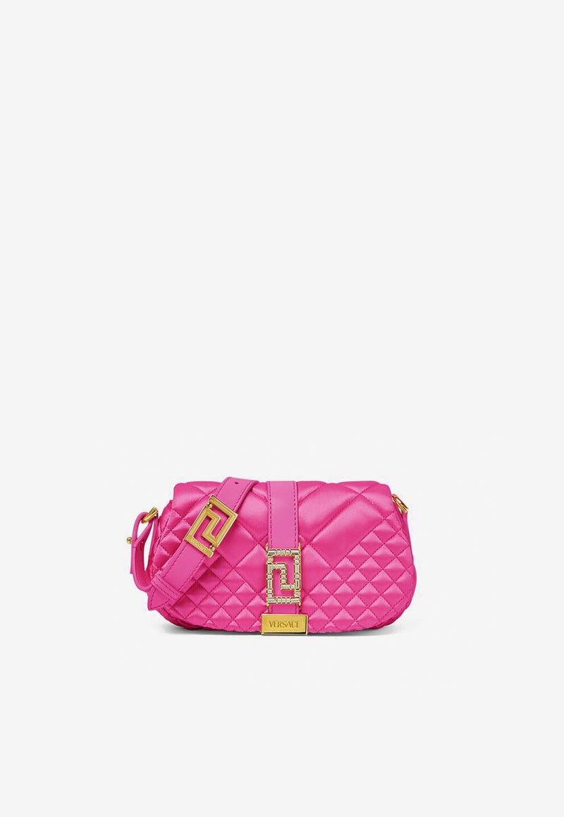 Versace Mini Greca Goddess Quilted Satin Shoulder Bag Pink 1010951 1A08808 1PP4V