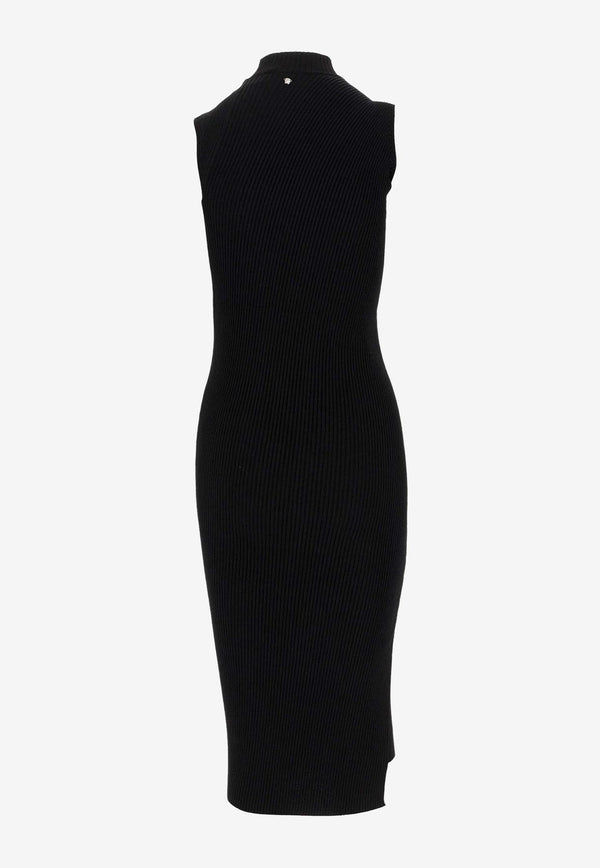 Versace Slash Cut-Out Turtleneck Midi Dress Black 1011205 1A07953 1B000
