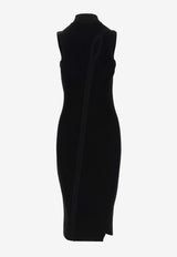 Versace Slash Cut-Out Turtleneck Midi Dress Black 1011205 1A07953 1B000