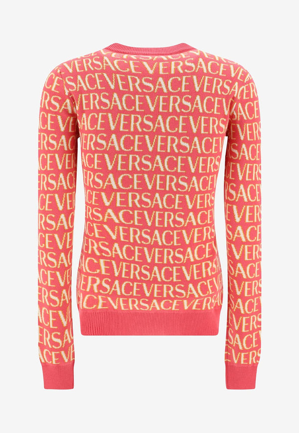 Versace All-over Logo Jacquard Sweater Pink 1011218 1A07960 5P150