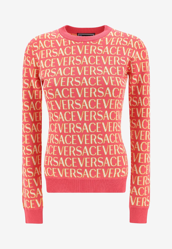 Versace All-over Logo Jacquard Sweater Pink 1011218 1A07960 5P150