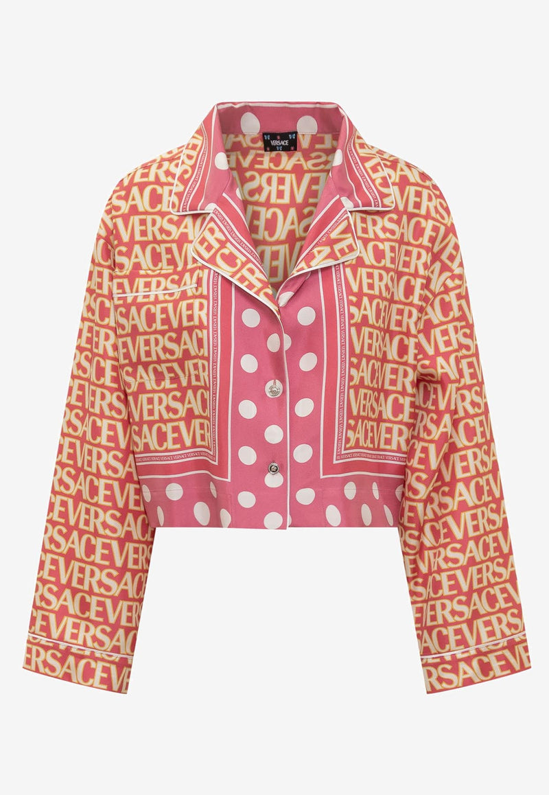 Versace All-over Logo Cropped Shirt Multicolor 1011259 1A08280 5P150