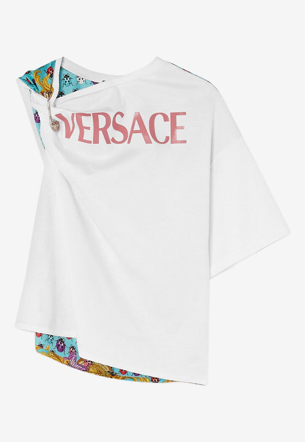 Versace Butterflies Logo Print T-Shirt White 1011319 1A08245 6W150