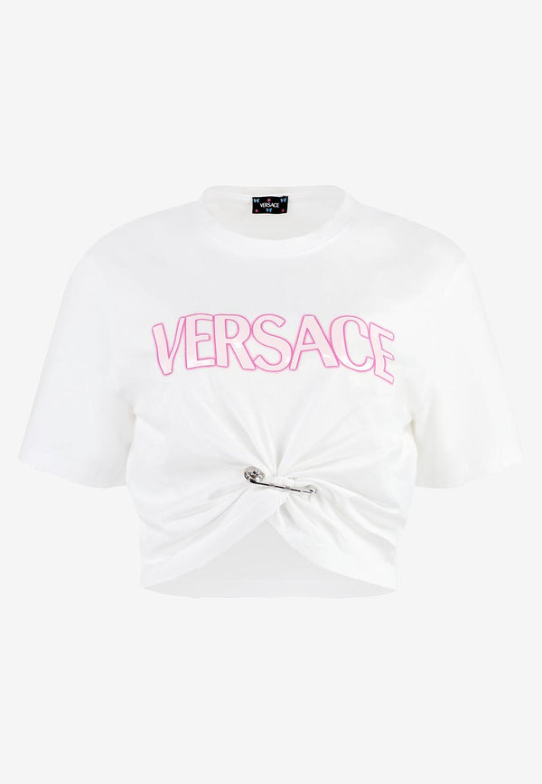 Versace Safety Pin Logo T-shirt 1011331 1A08262 2WH20 White
