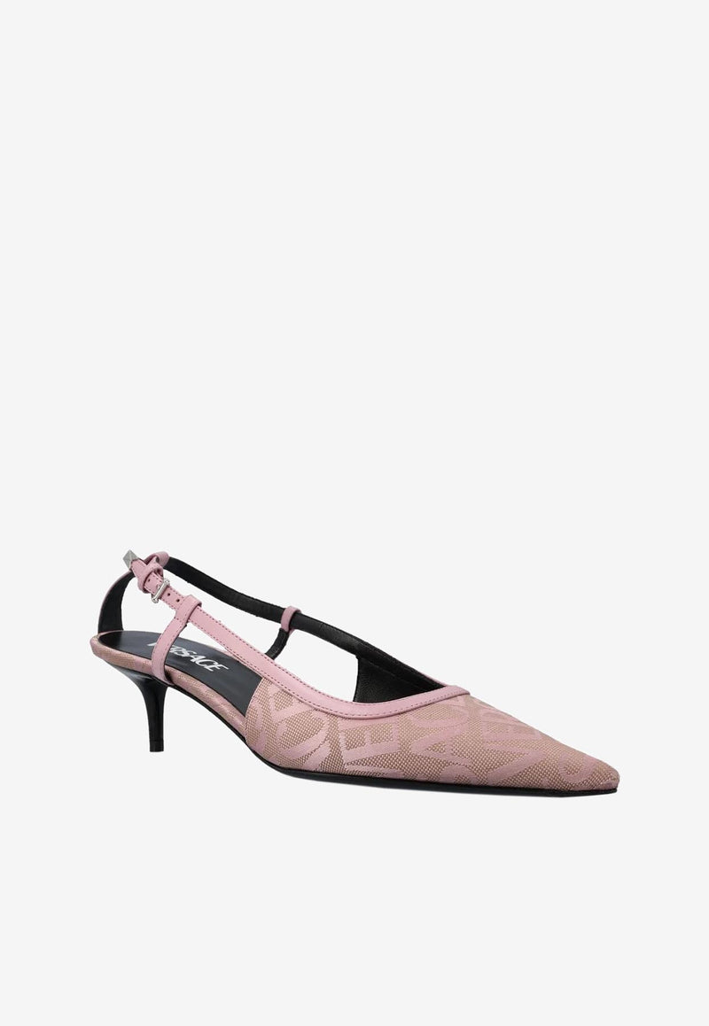 Versace 45 Logo Slingback Pumps Pink 1011402 1A07977 2N77P