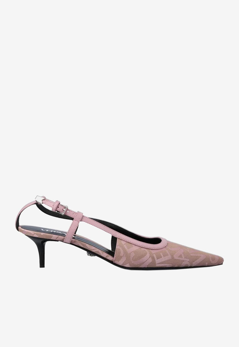 Versace 45 Logo Slingback Pumps Pink 1011402 1A07977 2N77P