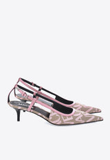 45 Logo Jacquard Pointed Pumps Versace Pink 1011402-1A07977-2N77P