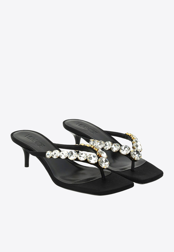 45 Crystal Embellished Sandals Versace Black 1011404-1A04185-1B00V