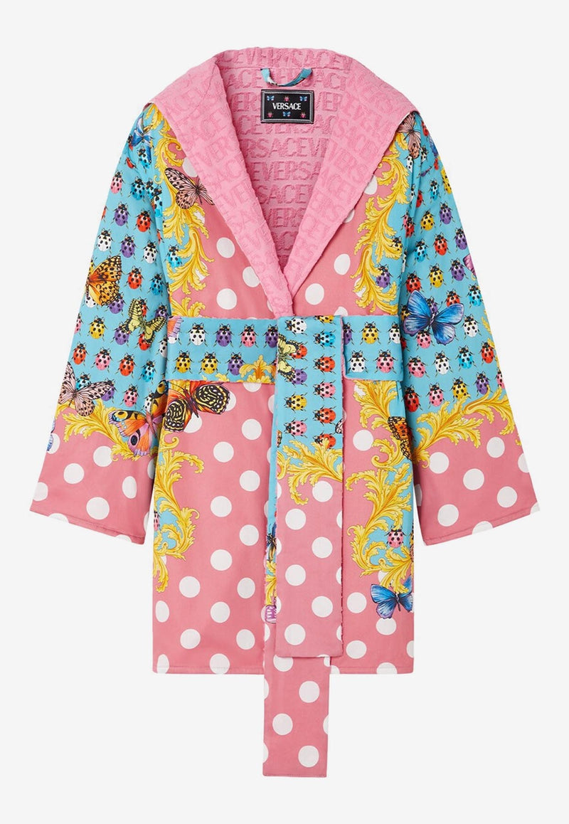 Versace Butterflies Print Short Bathrobe 1011459 1A08216 6P790 Multicolor