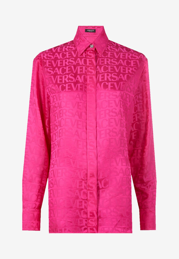 Versace All-over Logo Jacquard Shirt Pink 1011539 1A08446 1PO30