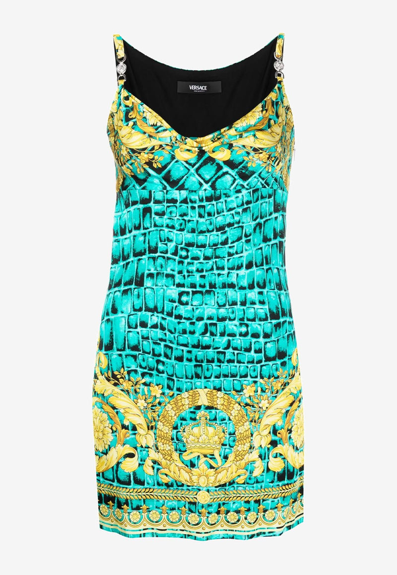 Versace Baroccodile Print Medusa Mini Dress Multicolor 1011543 1A08904 5X340