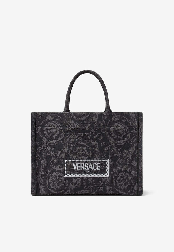 Versace Medium Barocco Athena Jacquard Tote Bag Black 1011562 1A09741 2BM0V