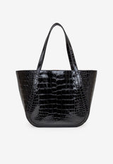 Versace Large Greca Goddess Tote Bag in Croc-Effect Leather Black 1011570 1A08724 1B00V
