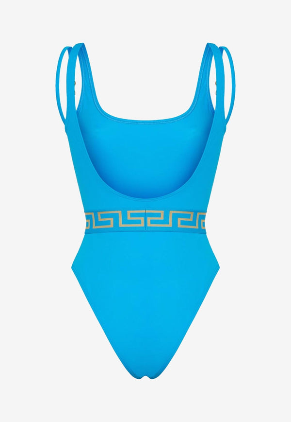 Versace Medusa Greca Border One-Piece Swimsuit Blue 1011653 1A07906 1VB70