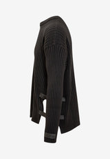 Versace Buckle Detail Rib-Knit Sweater Black 1011790 1A08069 1B000