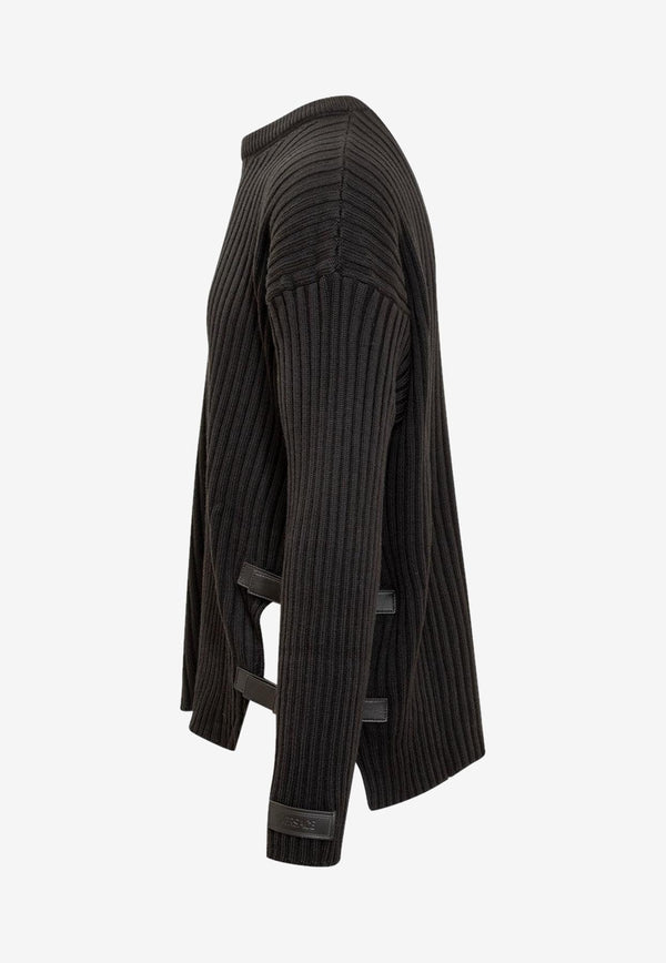Versace Buckle Detail Rib-Knit Sweater Black 1011790 1A08069 1B000