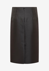 Versace Pencil Wool Silk Midi Skirt Black 1011929 1A09075 1B000