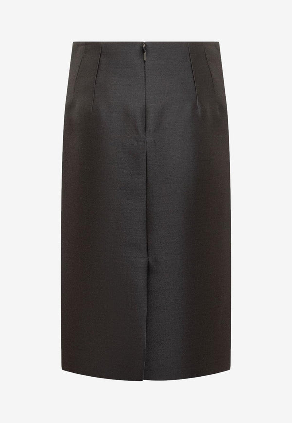 Versace Pencil Wool Silk Midi Skirt Black 1011929 1A09075 1B000