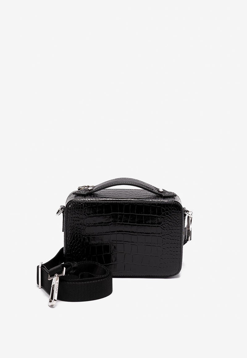 Versace Croc-Effect Medusa Biggie Messenger Bag Black 1011994 1A08711 1B00P