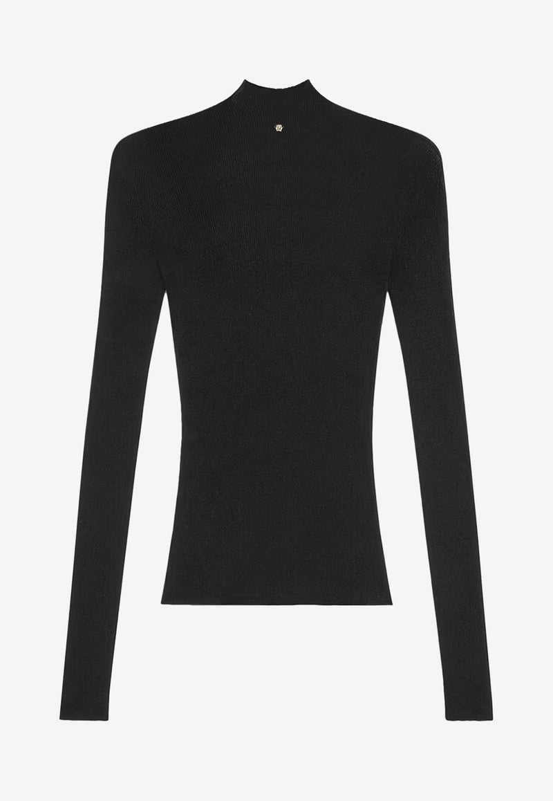 Versace Seamless Turtleneck Knitted Top Black 1012064 1A08078 1B000