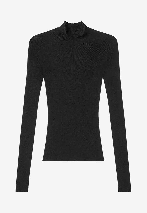Versace Seamless Turtleneck Knitted Top Black 1012064 1A08078 1B000