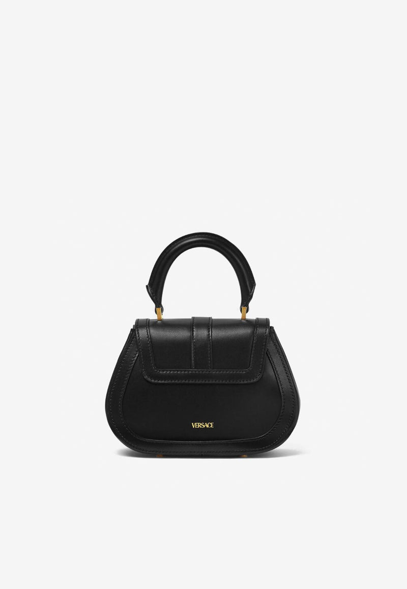 Versace Mini Greca Goddess Top Handle Bag in Calf Leather Black 1012106 1A08774 1B00V