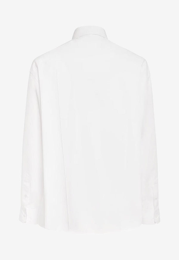 Versace Long-Sleeved Shirt with Leather Strap Detail White 1012146 1A08973 1W000