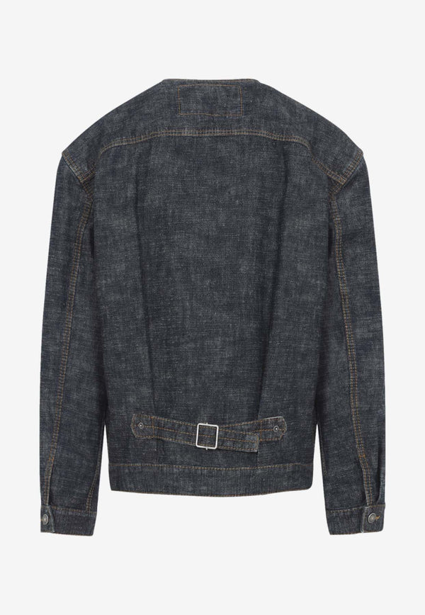 Collarless Denim Jacket