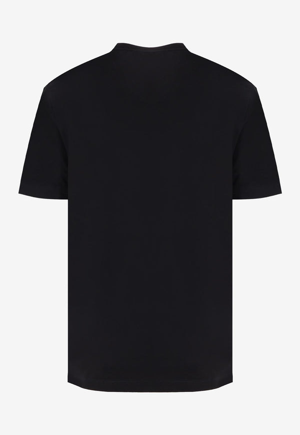 Versace Coccodrillo Logo Print Basic T-shirt Black 1012524 1A09040 1B000
