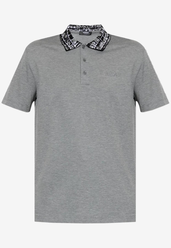 Versace Coccodrillo Collar  Polo T-shirt Gray 1012561 1A09059 1E100