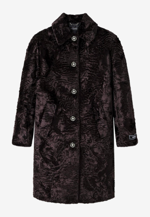 Versace Faux-Fur Barocco Coat Brown 1012565 1A04405 1NB20