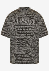 Versace Coccodrillo Print Crewneck T-shirt Gray 1012592 1A09030 2ED10
