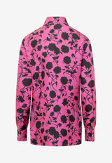 Versace Floral Print Silk Shirt Fuchsia 1012599 1A09146 5P900