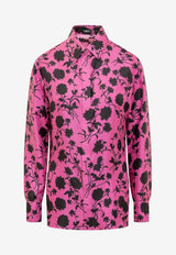 Versace Floral Print Silk Shirt Fuchsia 1012599 1A09146 5P900