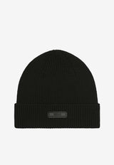 Versace Logo Tag Wool Knit Beanie Black 1012737 1A09247 1B000