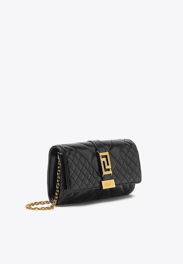 Versace Greca Goddess Clutch in Quilted Leather 1012818 1A08186 1B00V Black