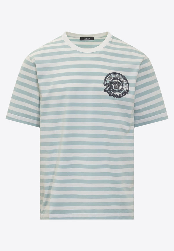 Versace Nautical Stripe Short-Sleeved T-shirt 1013302 1A09873 2WK90 Blue