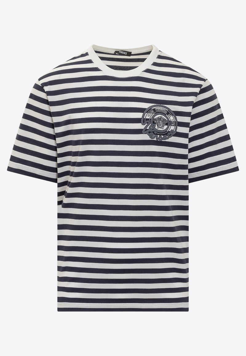 Versace Nautical Stripe Short-Sleeved T-shirt 1013302 1A09873 2WL60 Blue