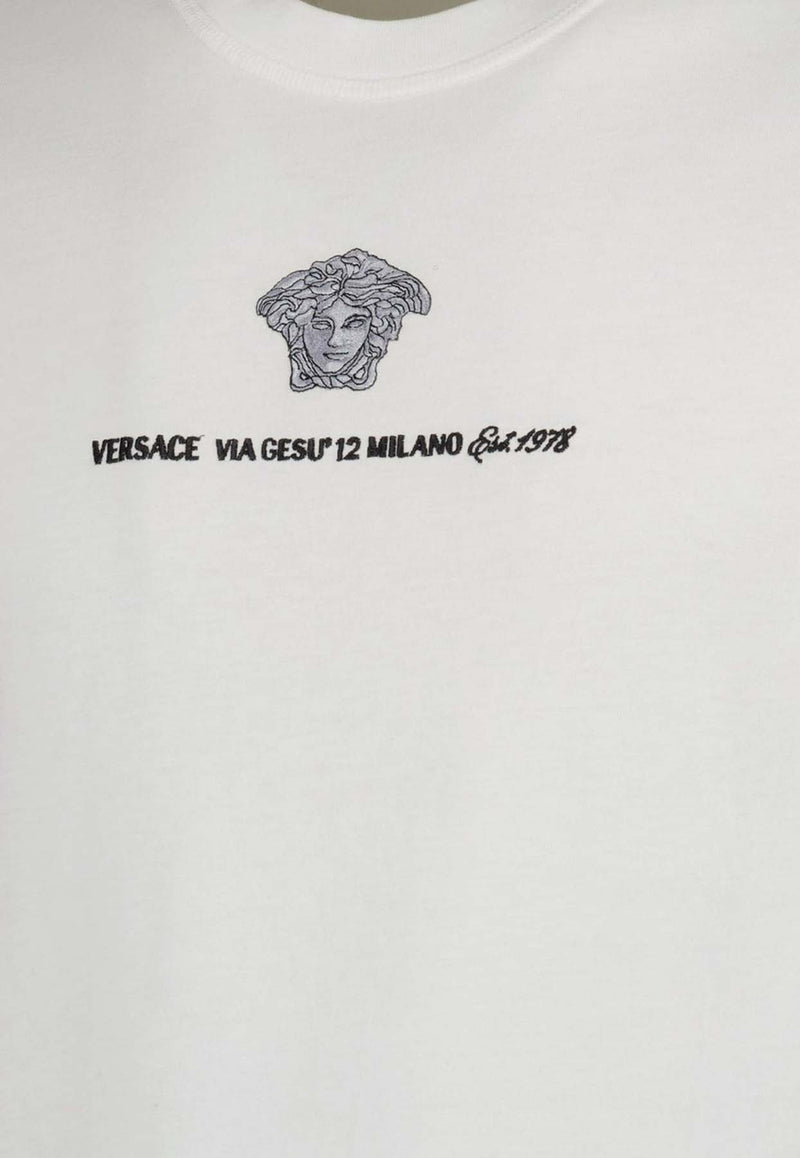 Versace Medusa Milano Embroidered T-shirt White 1013302 1A11054 1W000